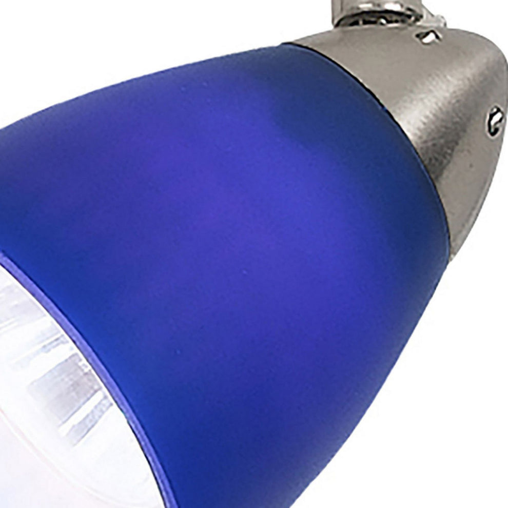 Hand Blown Glass Shade Adjustable Track Light Head With Metal Frame, Blue By Benzara | Track Lights |  Modishstore  - 4