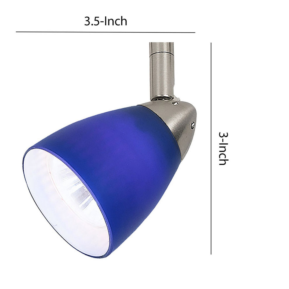 Hand Blown Glass Shade Adjustable Track Light Head With Metal Frame, Blue By Benzara | Track Lights |  Modishstore  - 2