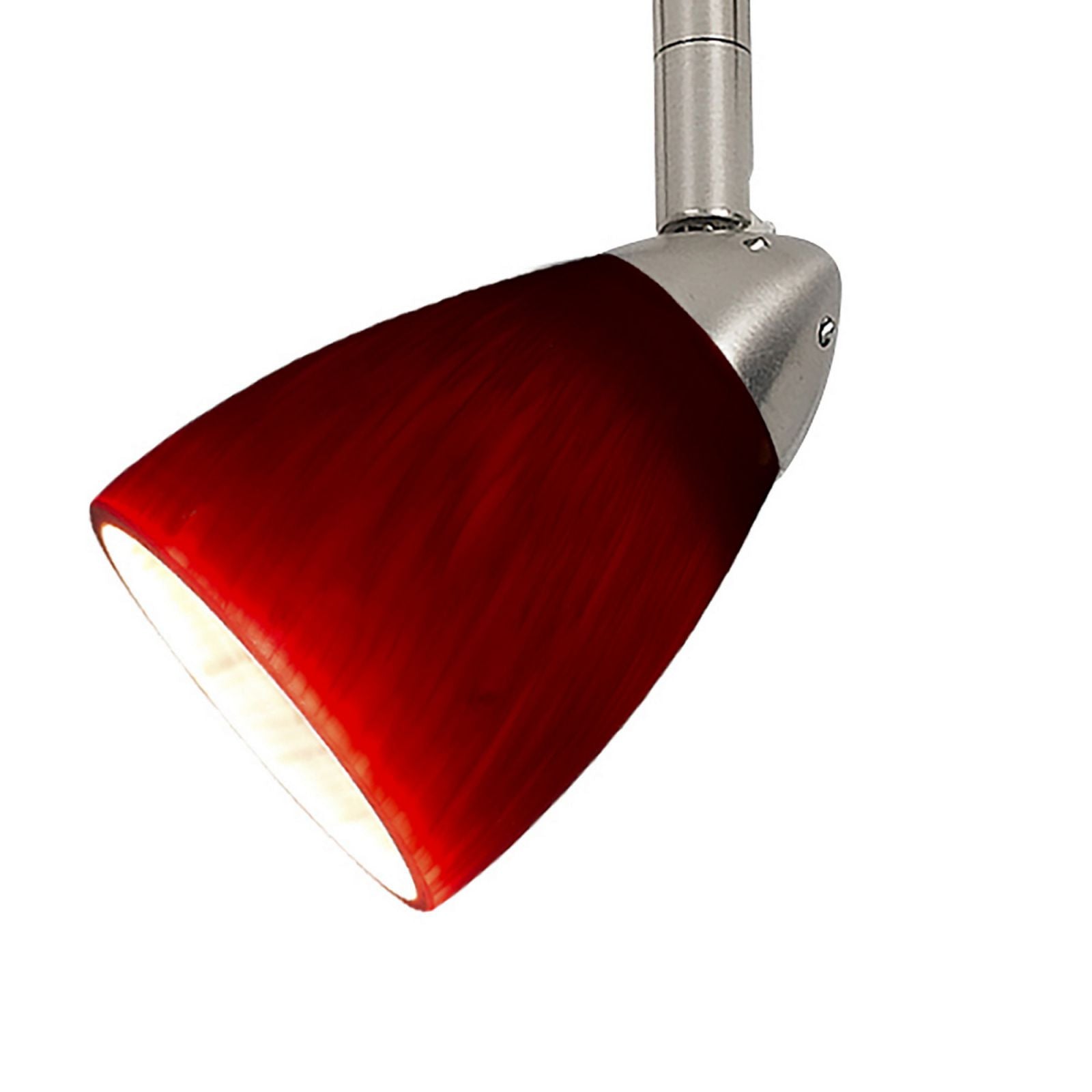 Hand Blown Glass Shade Track Light Head With Metal Frame, Red And Silver By Benzara | Track Lights |  Modishstore 