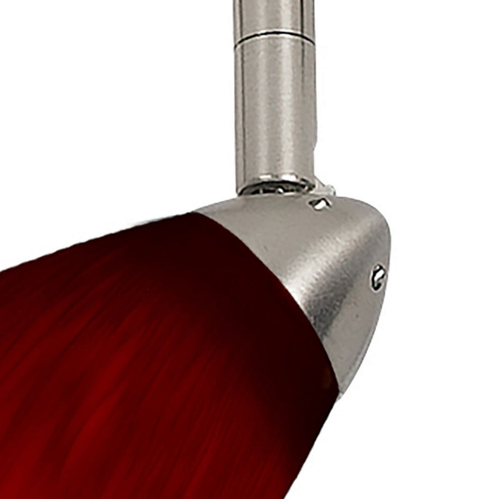 Hand Blown Glass Shade Track Light Head With Metal Frame, Red And Silver By Benzara | Track Lights |  Modishstore  - 3