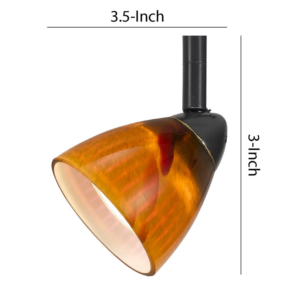 Hand Blown Glass Shade Track Light Fixture With Metal Frame, Dark Bronze By Benzara | Track Lights |  Modishstore  - 2