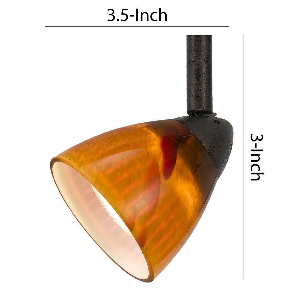 Glass Shade Track Light Head With Metal Frame, Yellow And Dark Bronze By Benzara | Track Lights |  Modishstore  - 2