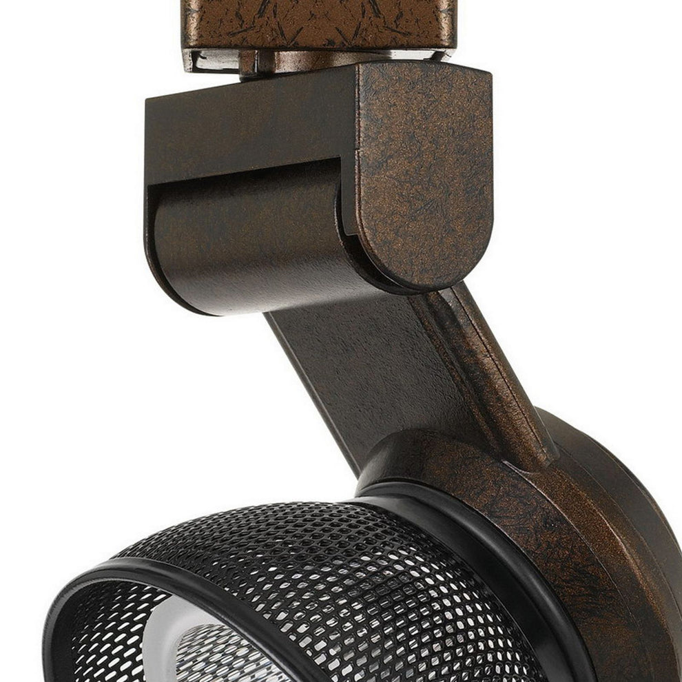 12W Integrated Led Metal Track Fixture With Mesh Head, Bronze And Black By Benzara | Track Lights |  Modishstore  - 4