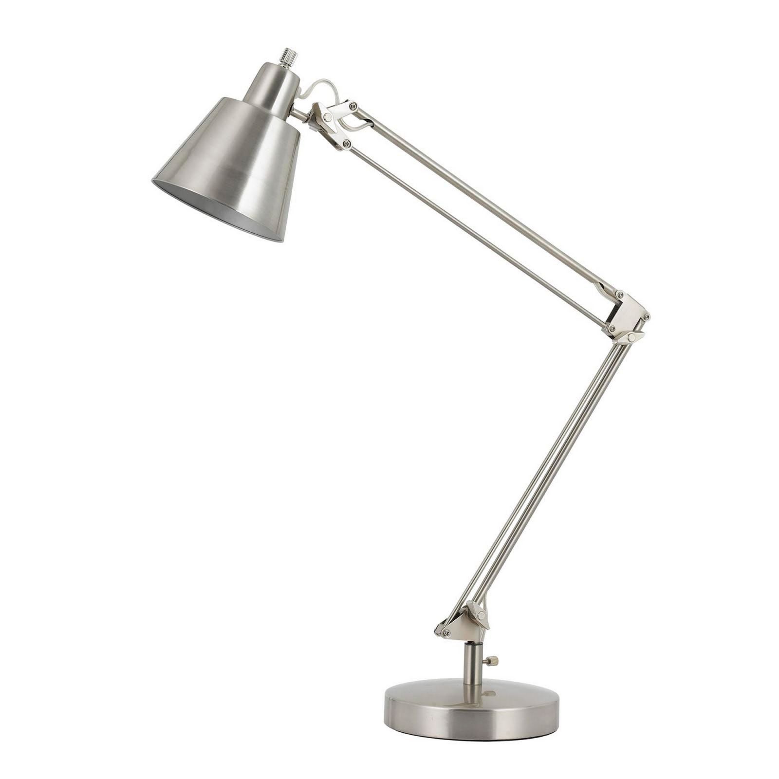 60W Metal Task Lamp With Adjustable Arms And Swivel Head, Set Of 2, Silver By Benzara | Table Lamps |  Modishstore 