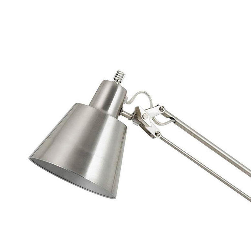 60W Metal Task Lamp With Adjustable Arms And Swivel Head, Set Of 2, Silver By Benzara | Table Lamps |  Modishstore  - 5