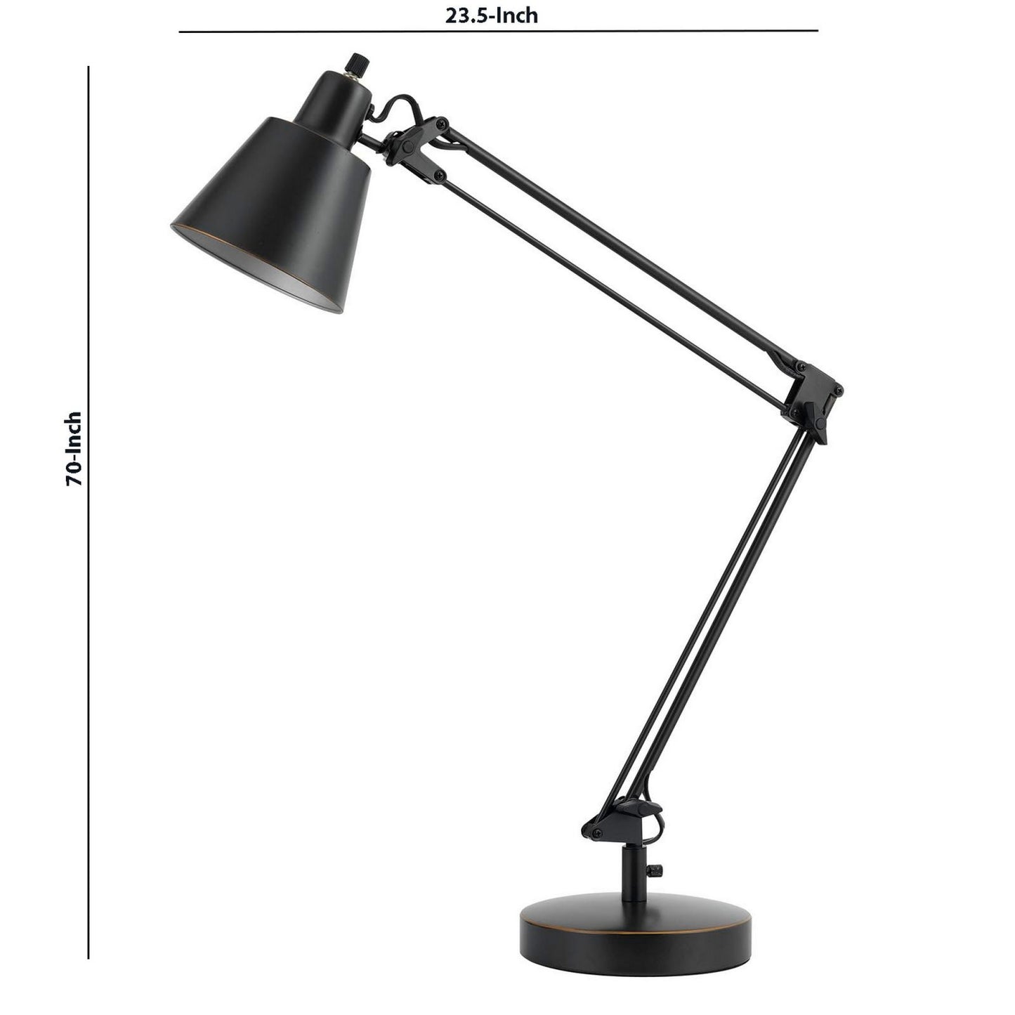 60W Metal Task Lamp With Adjustable Arms And Swivel Head, Set Of 2, Black By Benzara | Table Lamps |  Modishstore  - 2