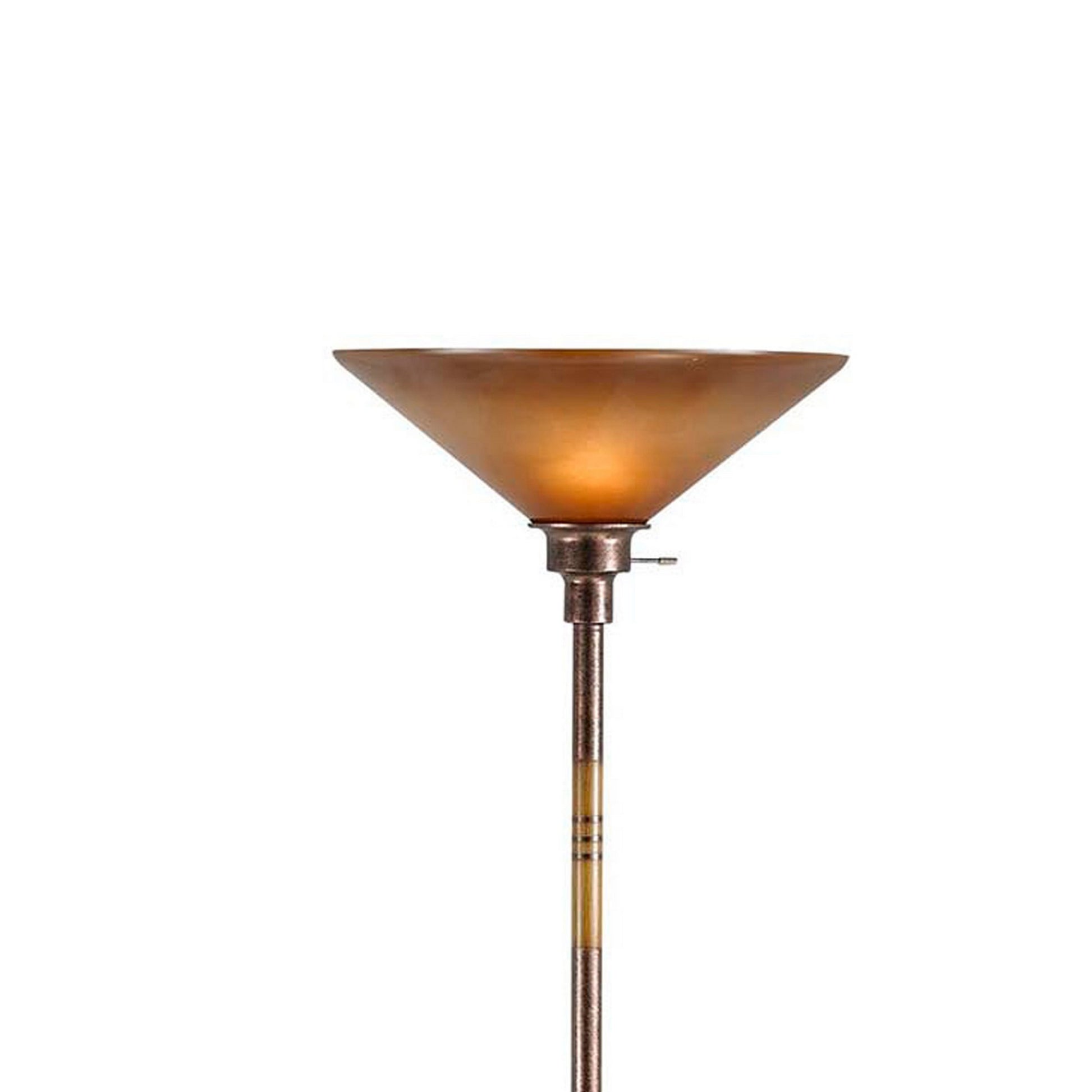 3 Way Torchiere Floor Lamp With Frosted Glass Shade And Stable Base, Bronze By Benzara | Desk Lamps | Modishstore - 2
