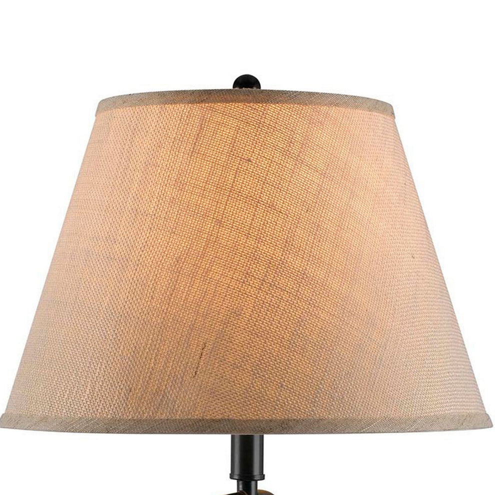 3 Way Metal Body Table Lamp With Swing Arm And Conical Fabric Shade, Black By Benzara | Table Lamps |  Modishstore  - 5