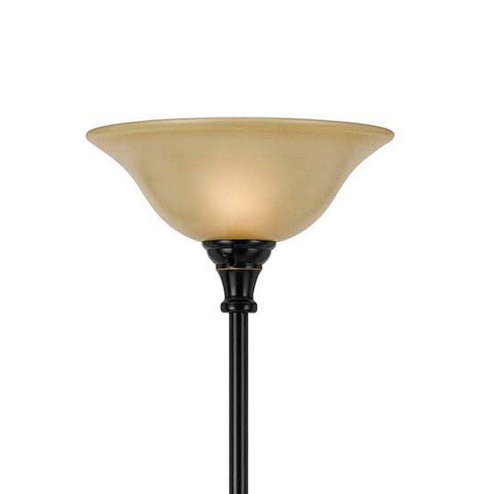 Metal Body Torchiere Floor Lamp With Attached Reading Light, Black By Benzara | Floor Lamps |  Modishstore  - 5