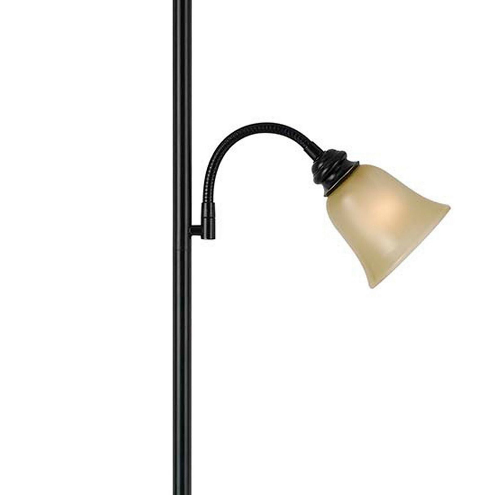 Metal Body Torchiere Floor Lamp With Attached Reading Light, Black By Benzara | Floor Lamps |  Modishstore  - 4