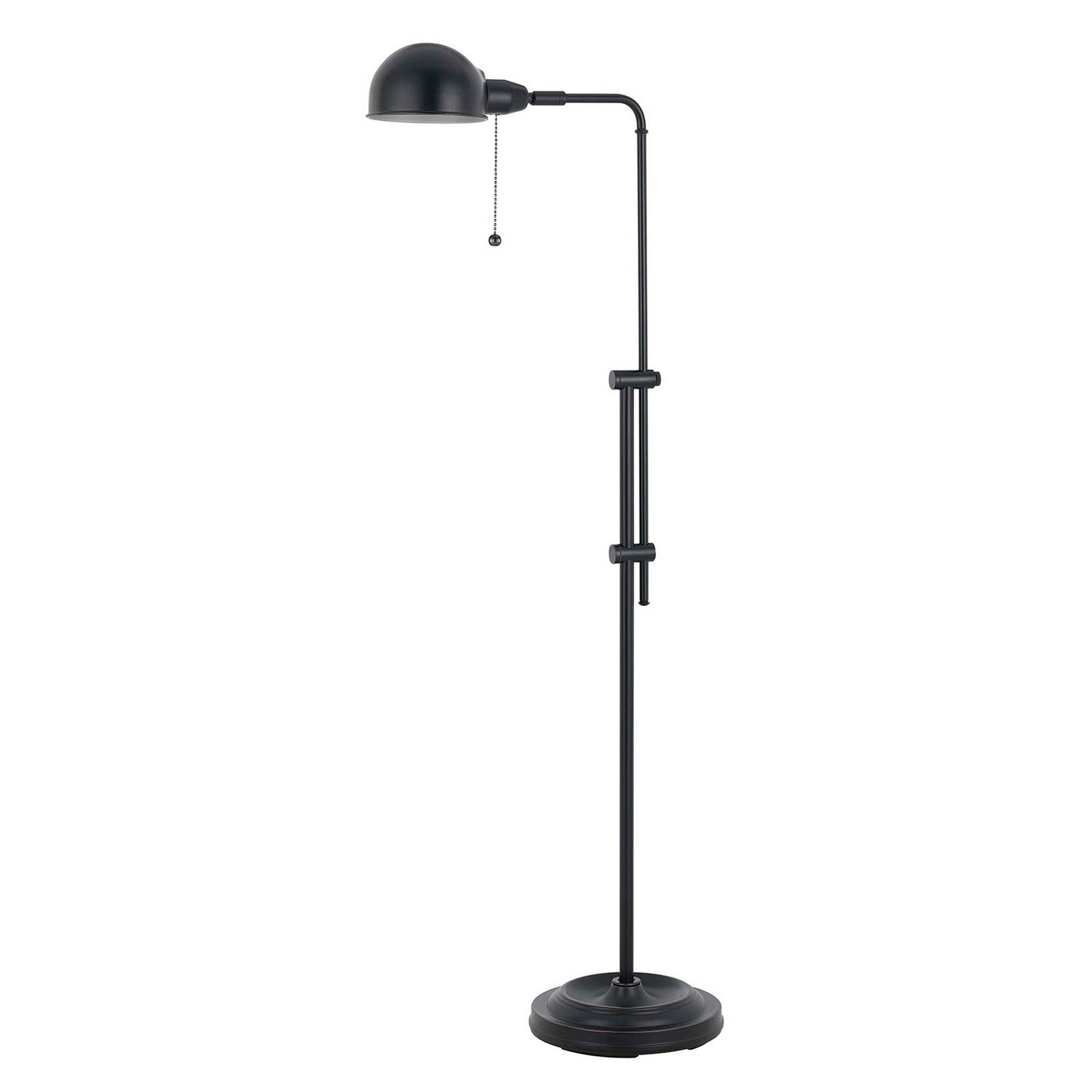 Adjustable Height Metal Pharmacy Lamp With Pull Chain Switch, Black By Benzara | Floor Lamps |  Modishstore 