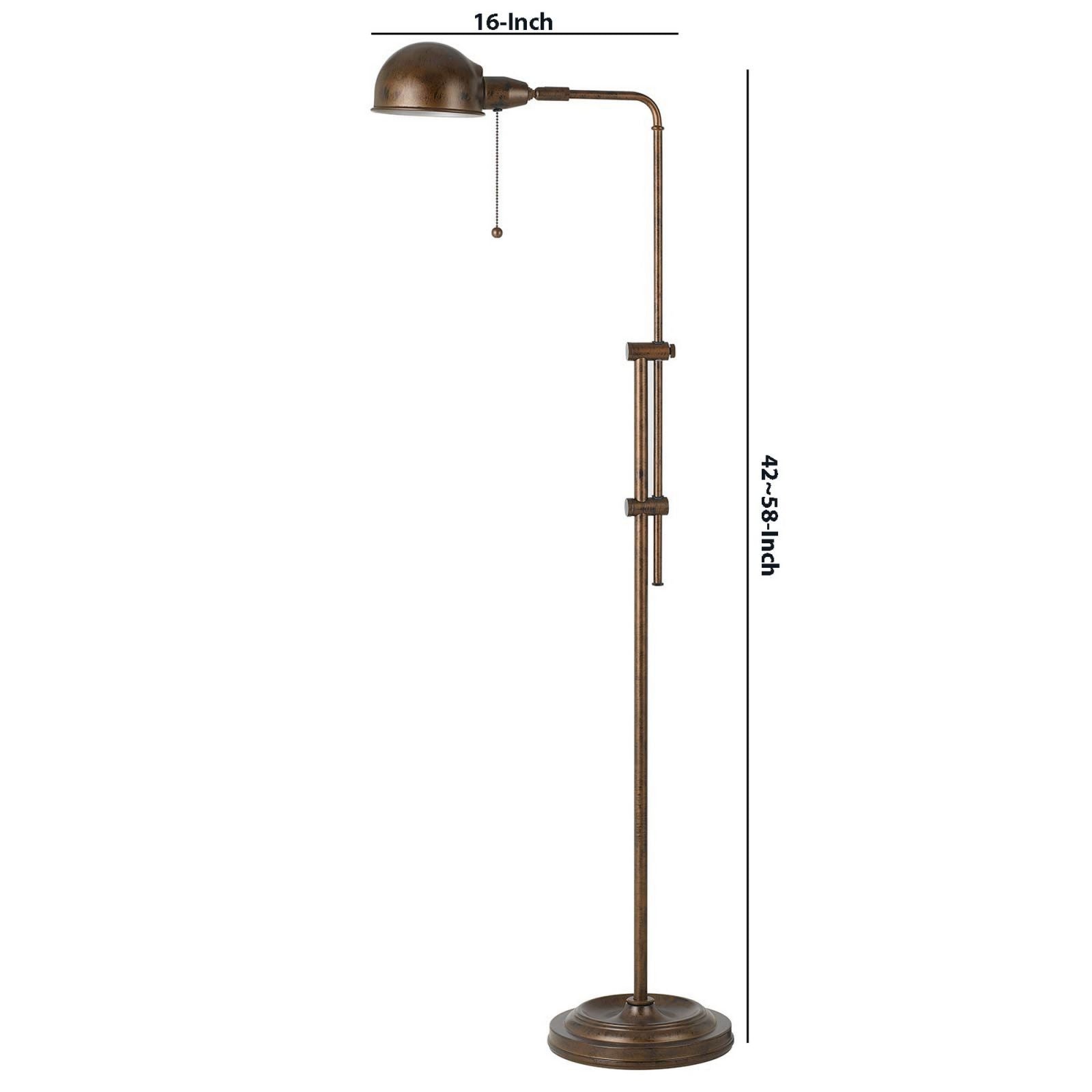 Adjustable Height Metal Pharmacy Lamp With Pull Chain Switch, Bronze By Benzara | Floor Lamps |  Modishstore  - 2