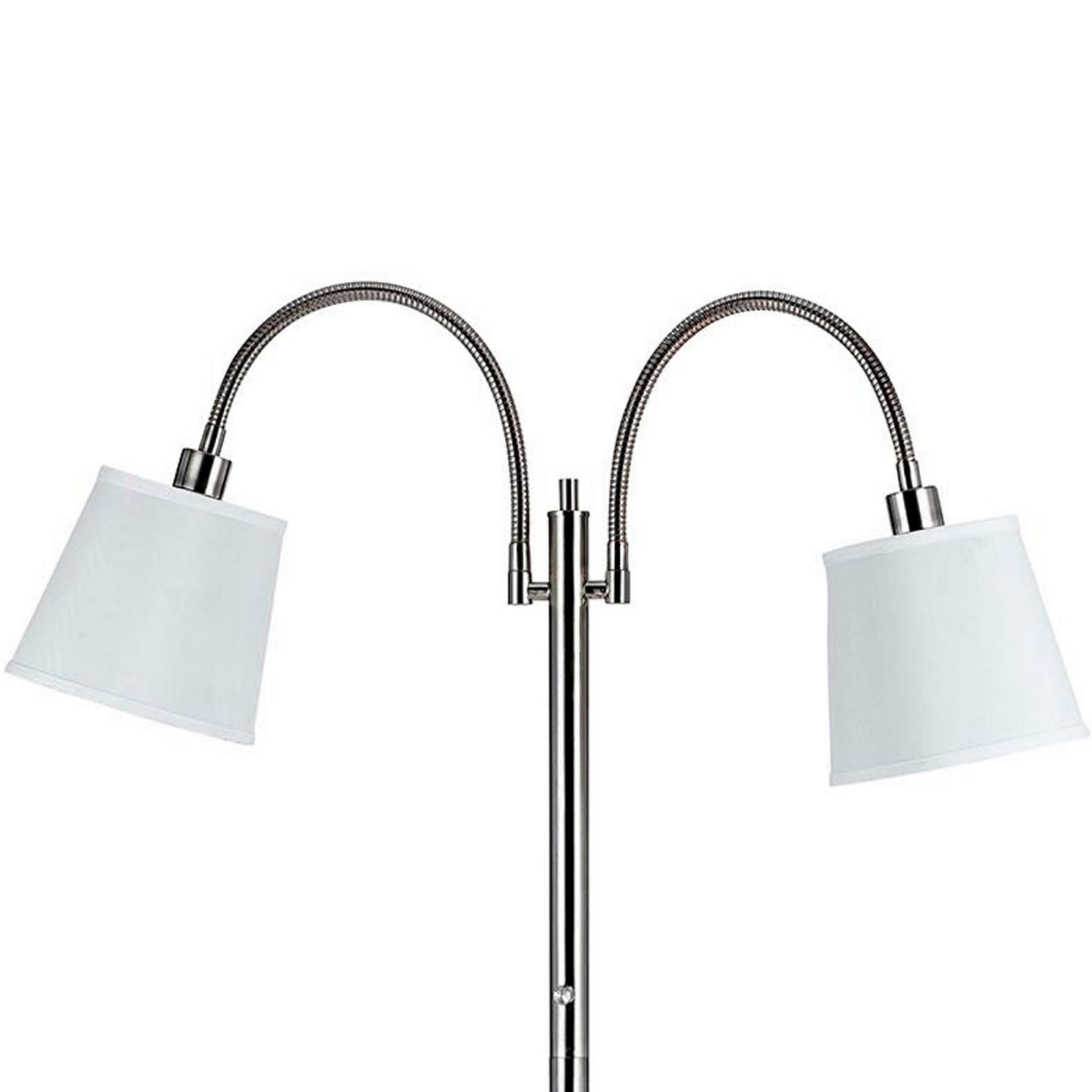 80 Watt Metal Floor Lamp With Dual Gooseneck And Uno Style Shades, Silver By Benzara | Floor Lamps |  Modishstore  - 5