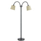 80 Watt Metal Floor Lamp With Dual Gooseneck And Uno Style Shades, Black By Benzara | Floor Lamps |  Modishstore 
