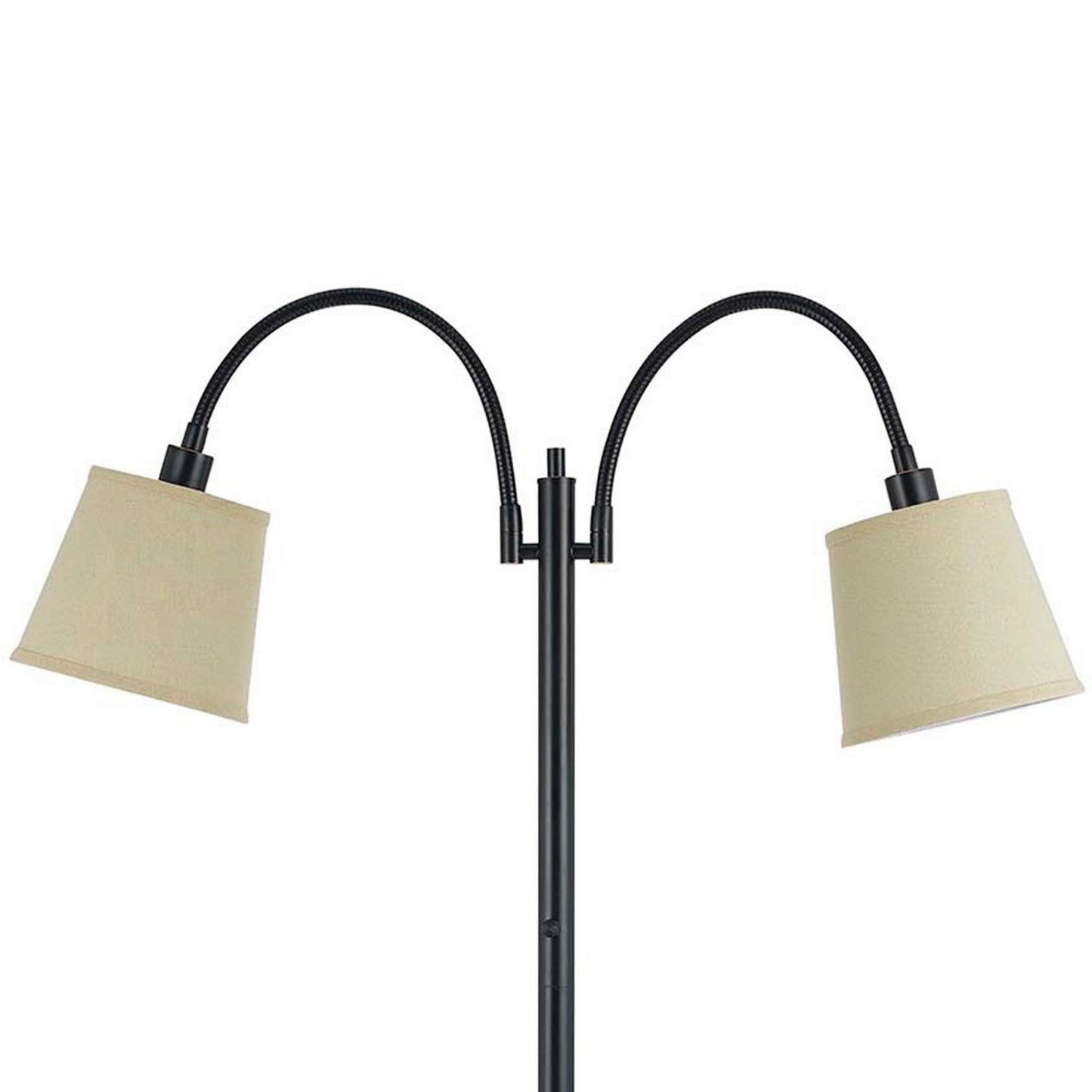80 Watt Metal Floor Lamp With Dual Gooseneck And Uno Style Shades, Black By Benzara | Floor Lamps |  Modishstore  - 5