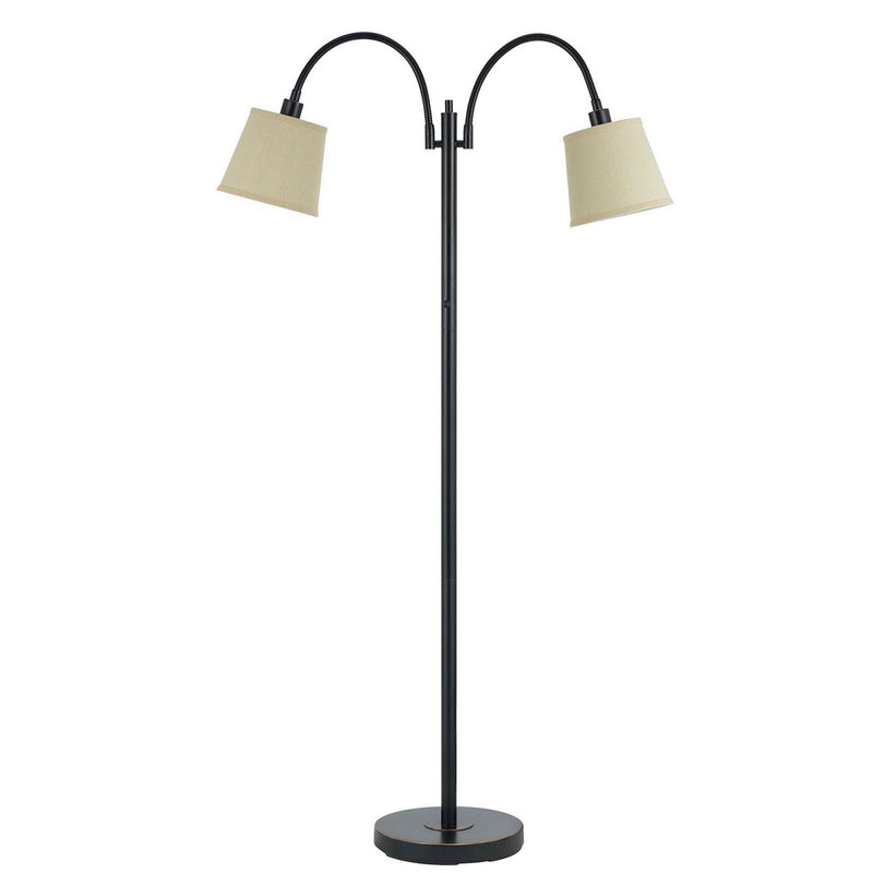 80 Watt Metal Floor Lamp With Dual Gooseneck And Uno Style Shades, Black By Benzara | Floor Lamps |  Modishstore 