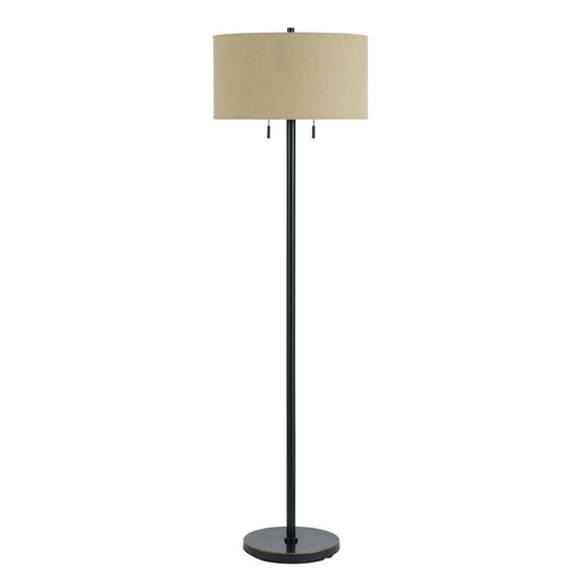Metal Body Floor Lamp With Fabric Drum Shade And Pull Chain Switch, Black By Benzara | Floor Lamps |  Modishstore 