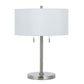 Metal Body Table Lamp With Fabric Drum Shade And Pull Chain Switch, Silver By Benzara | Table Lamps |  Modishstore 