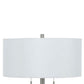 Metal Body Table Lamp With Fabric Drum Shade And Pull Chain Switch, Silver By Benzara | Table Lamps |  Modishstore  - 5