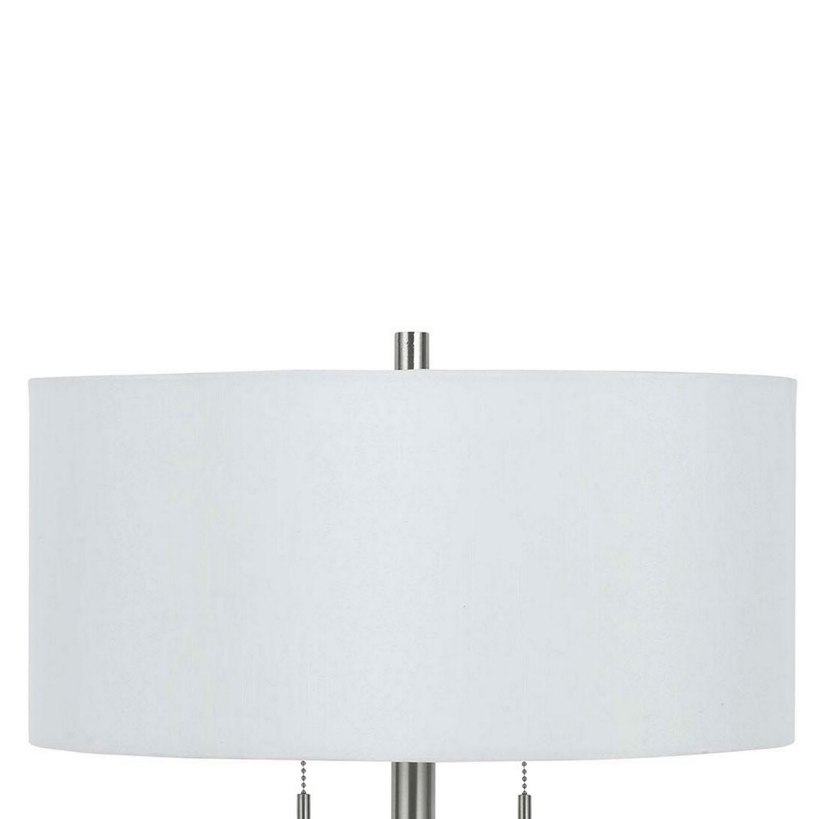 Metal Body Table Lamp With Fabric Drum Shade And Pull Chain Switch, Silver By Benzara | Table Lamps |  Modishstore  - 5