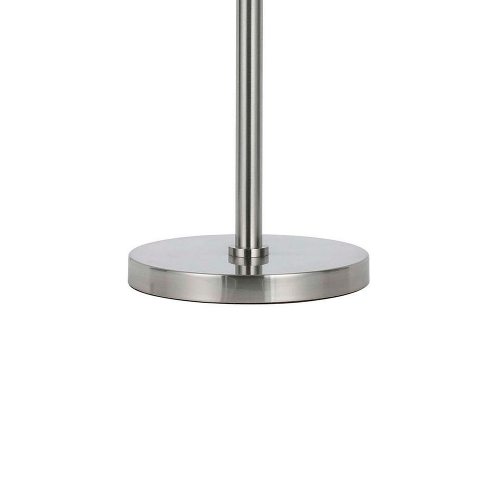 Metal Body Table Lamp With Fabric Drum Shade And Pull Chain Switch, Silver By Benzara | Table Lamps |  Modishstore  - 3