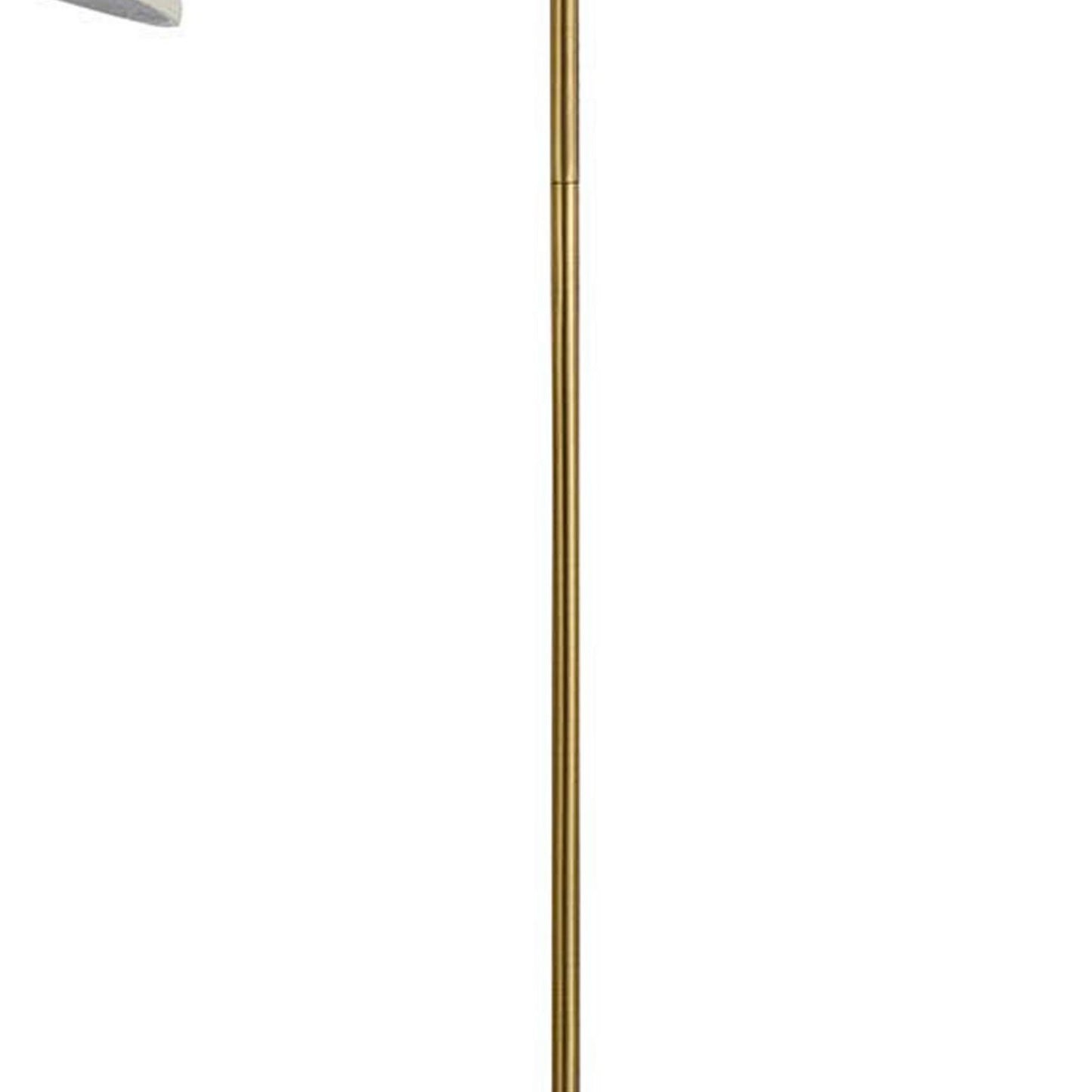 60 Watt Metal Floor Lamp With Gooseneck Shape And Stable Base, Gold By Benzara | Floor Lamps |  Modishstore  - 4