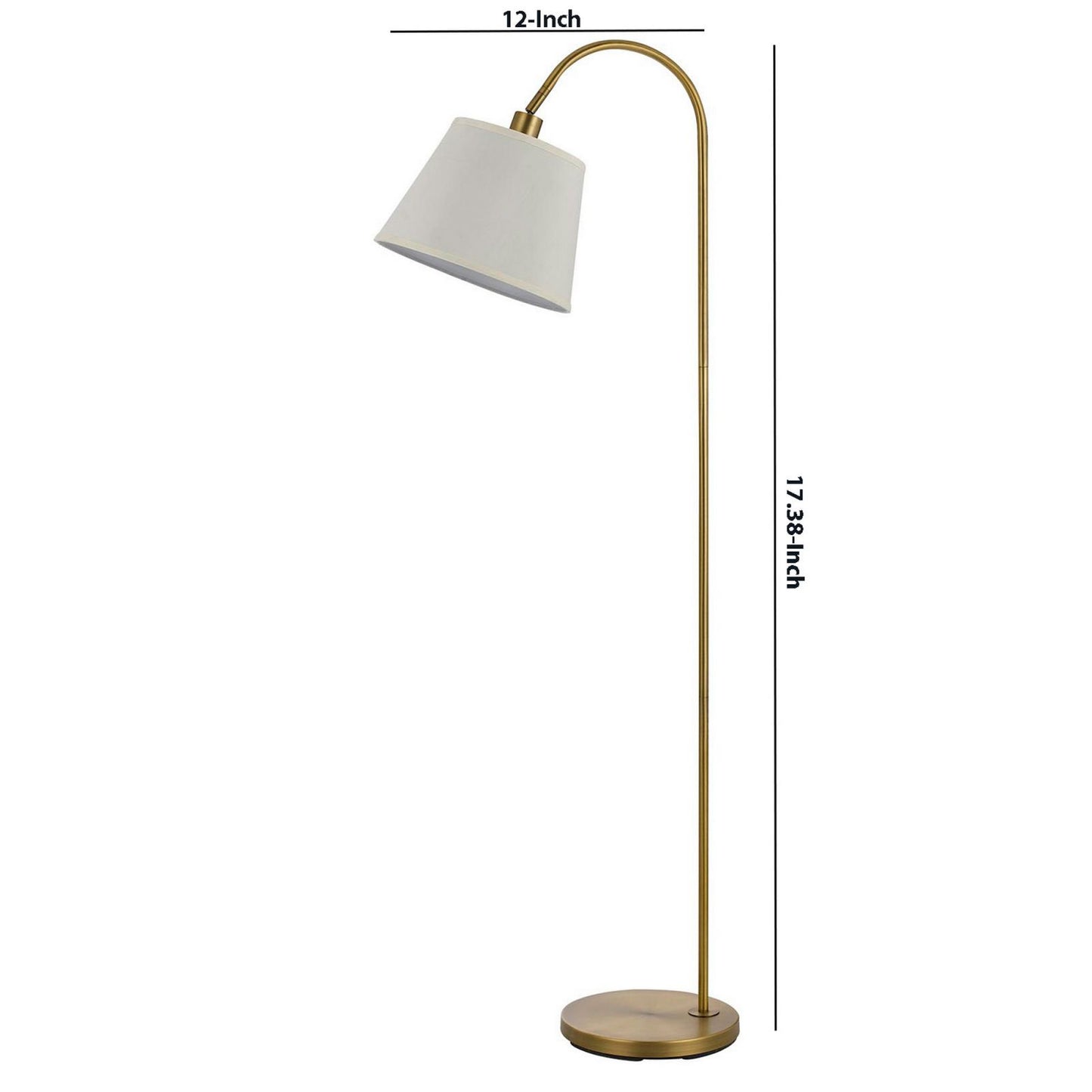 60 Watt Metal Floor Lamp With Gooseneck Shape And Stable Base, Gold By Benzara | Floor Lamps |  Modishstore  - 2