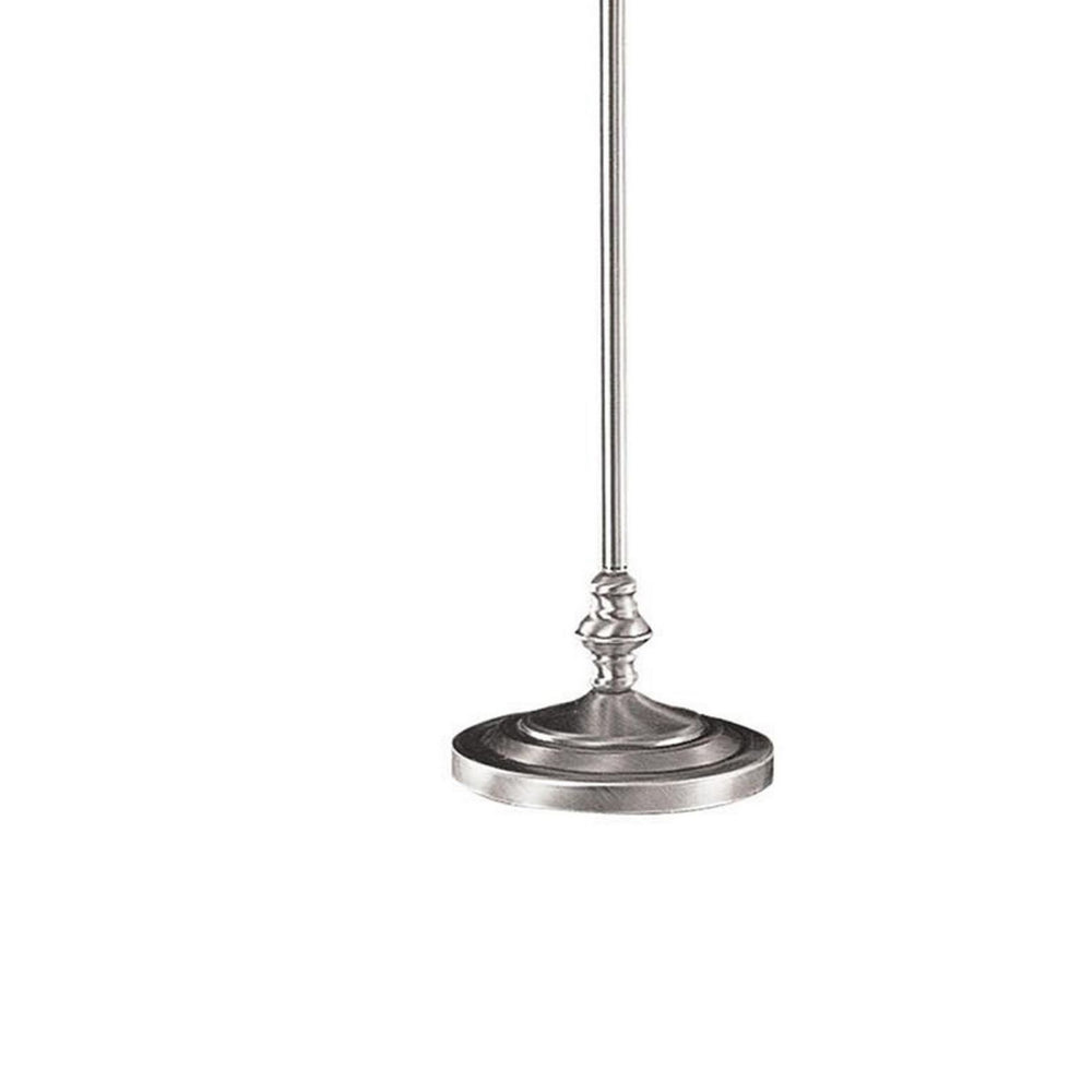 150 Watt Metal Floor Lamp With Swing Arm And Fabric Conical Shade, Silver By Benzara | Floor Lamps |  Modishstore  - 3