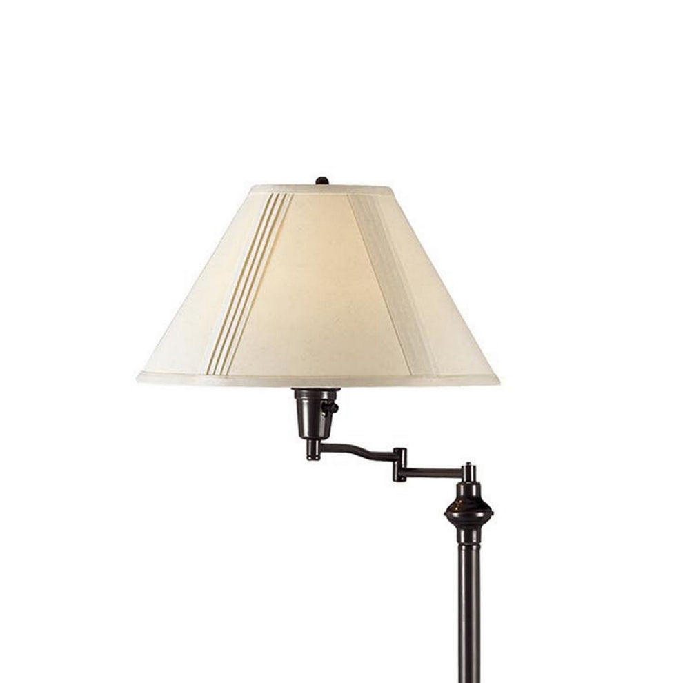 150 Watt Metal Floor Lamp With Swing Arm And Fabric Conical Shade, Black By Benzara | Floor Lamps |  Modishstore  - 5