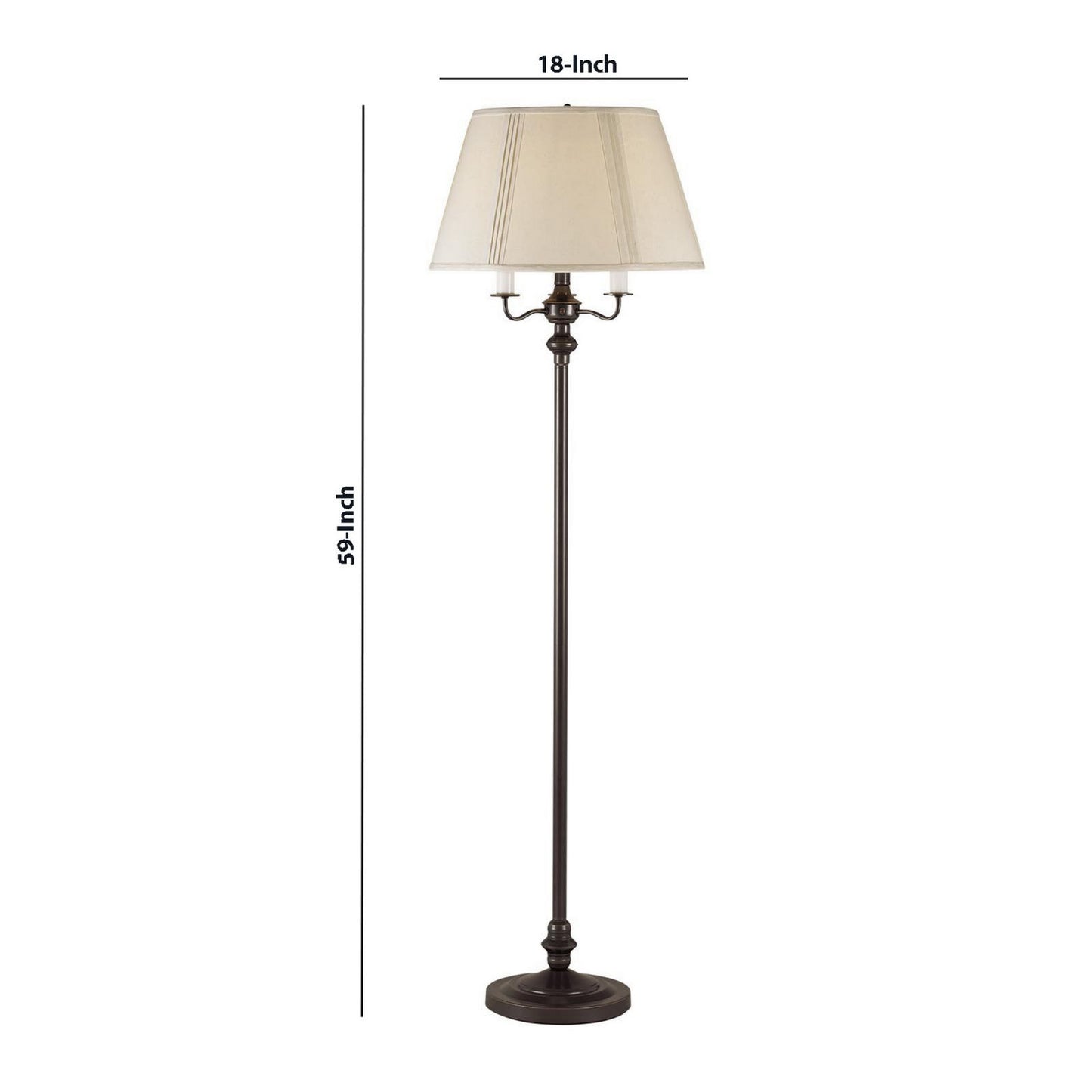 150 Watt 6 Way Metal Floor Lamp With Fabric Tapered Shade, Bronze By Benzara | Floor Lamps |  Modishstore  - 2