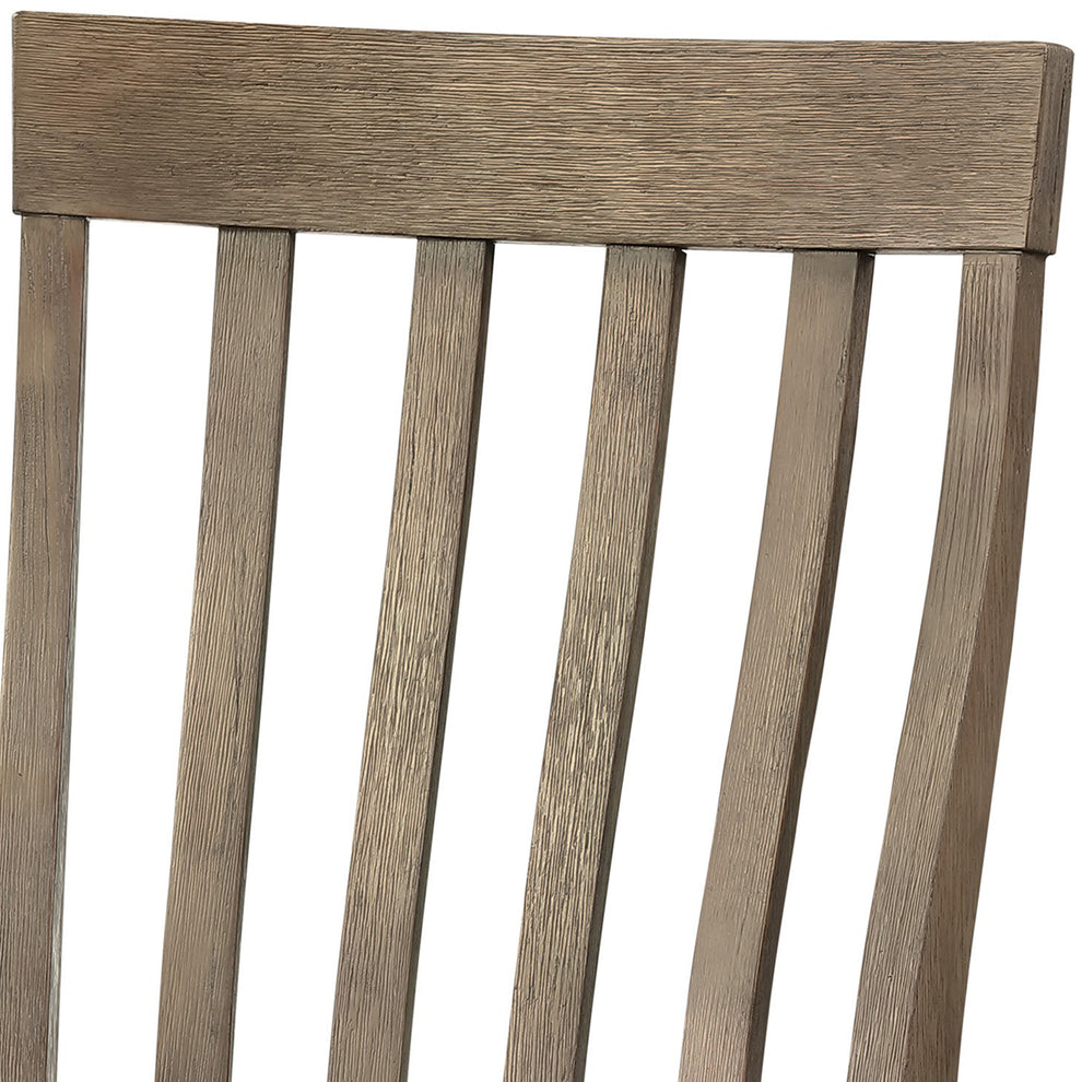 Vertical Slatted Curved Side Chair With Fabric Seat,Set Of 2,Brown And Gray By Benzara | Accent Chairs | Modishstore - 3