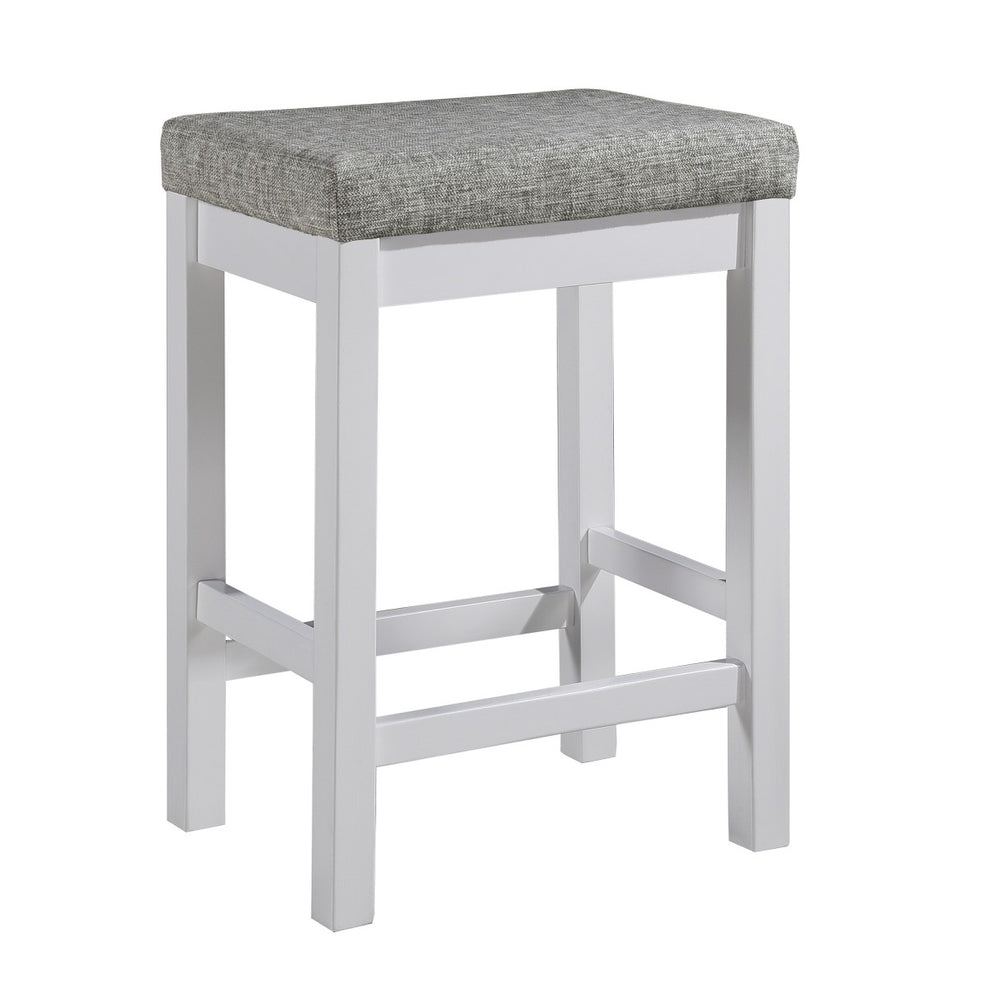 1 Drawer Counter Height Table With Backless Stools,Set Of 4,White And Gray By Benzara | Dining Sets |  Modishstore  - 3