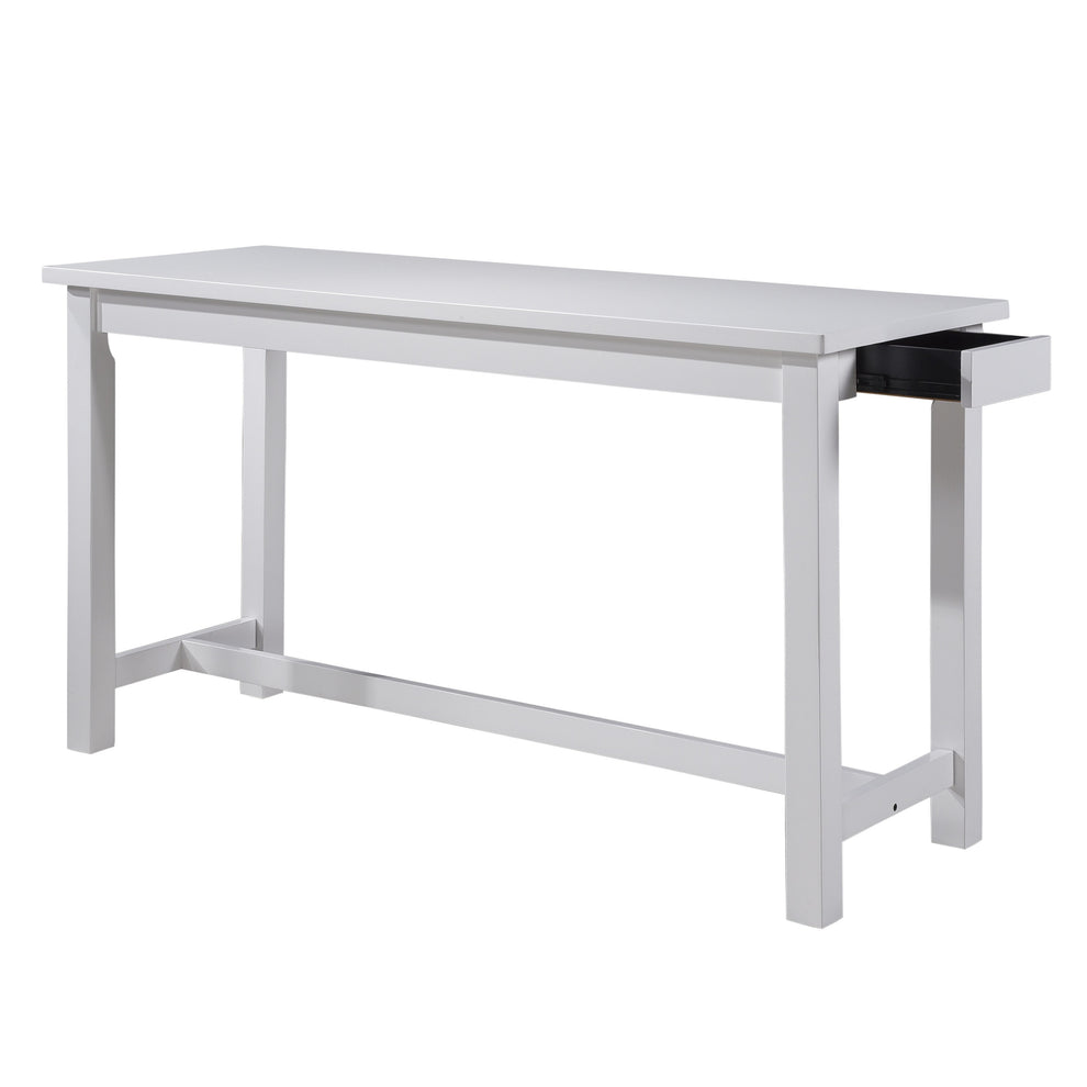 1 Drawer Counter Height Table With Backless Stools,Set Of 4,White And Gray By Benzara | Dining Sets |  Modishstore  - 6