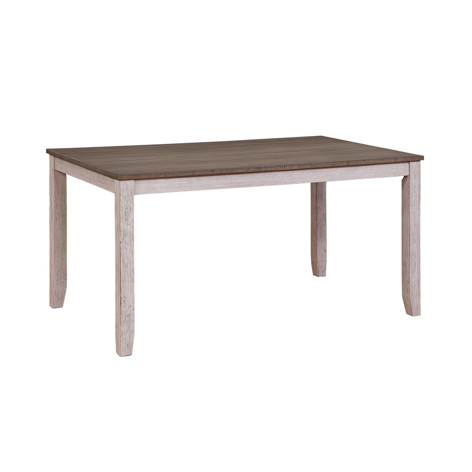 Rectangular Dining Table With Chamfered Legs, Antique White And Brown By Benzara | Dining Tables | Modishstore