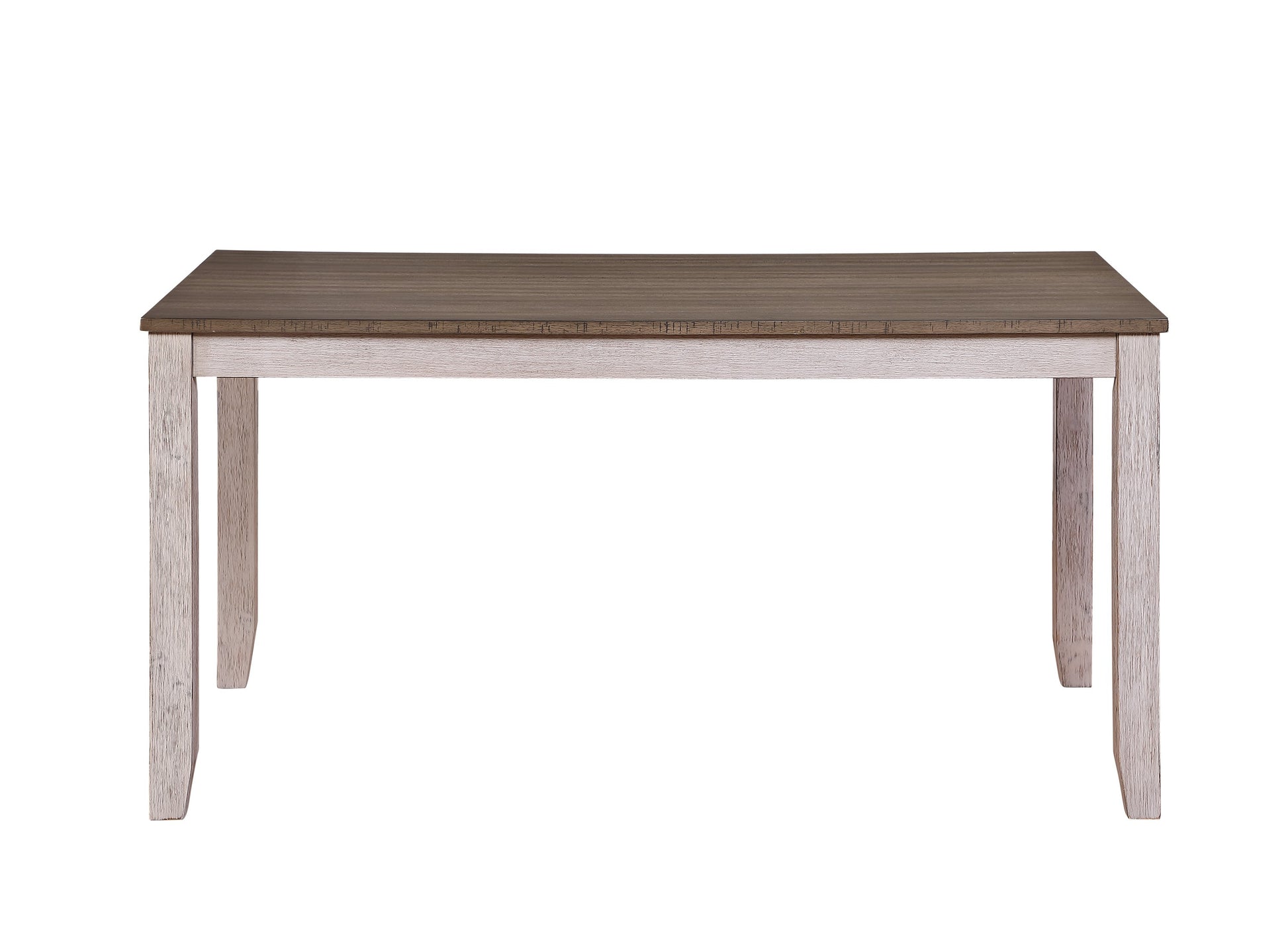 Rectangular Dining Table With Chamfered Legs, Antique White And Brown By Benzara | Dining Tables | Modishstore - 3