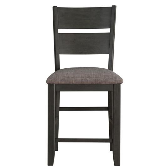 Counter Height With Chair With Ladder Backrest And Fabric Padded Seat, Gray By Benzara | Dining Chairs | Modishstore