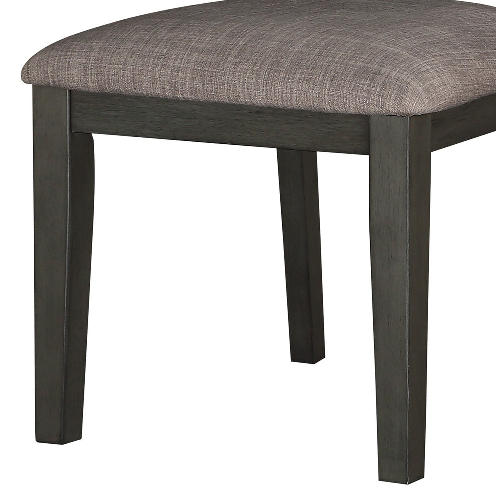 Transitional Wooden Side Chair With Fabric Padded Seat Ladder Backrest,Gray By Benzara | Accent Chairs | Modishstore - 3