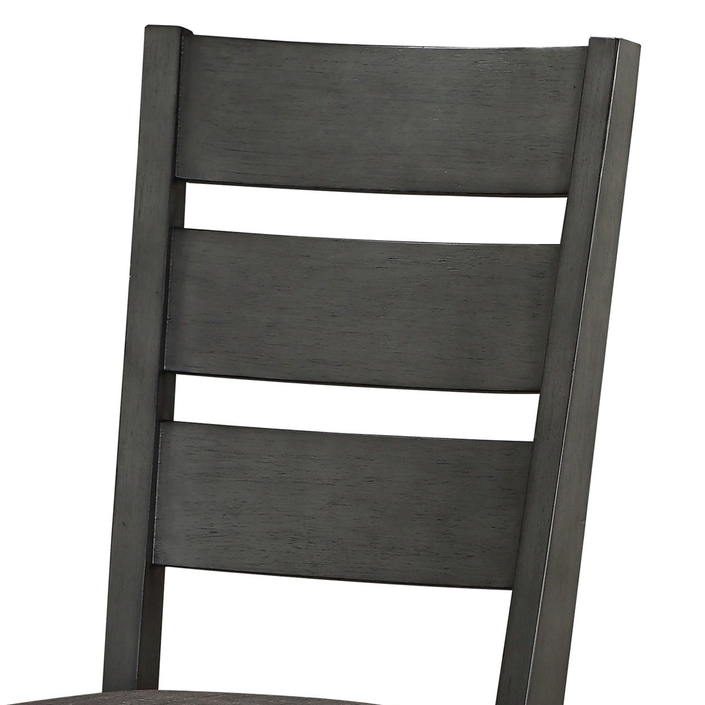 Transitional Wooden Side Chair With Fabric Padded Seat Ladder Backrest,Gray By Benzara | Accent Chairs | Modishstore - 4