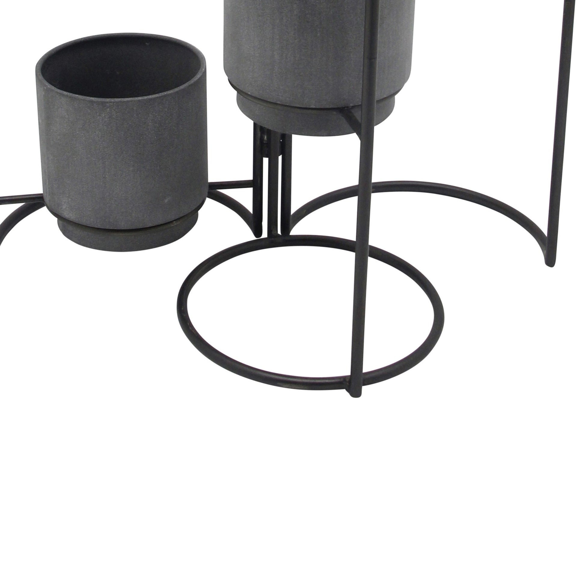 3 Tier Round Shape Foldable Metal Planter With Tubular Frame Black By Benzara | Planters, Troughs & Cachepots | Modishstore - 4