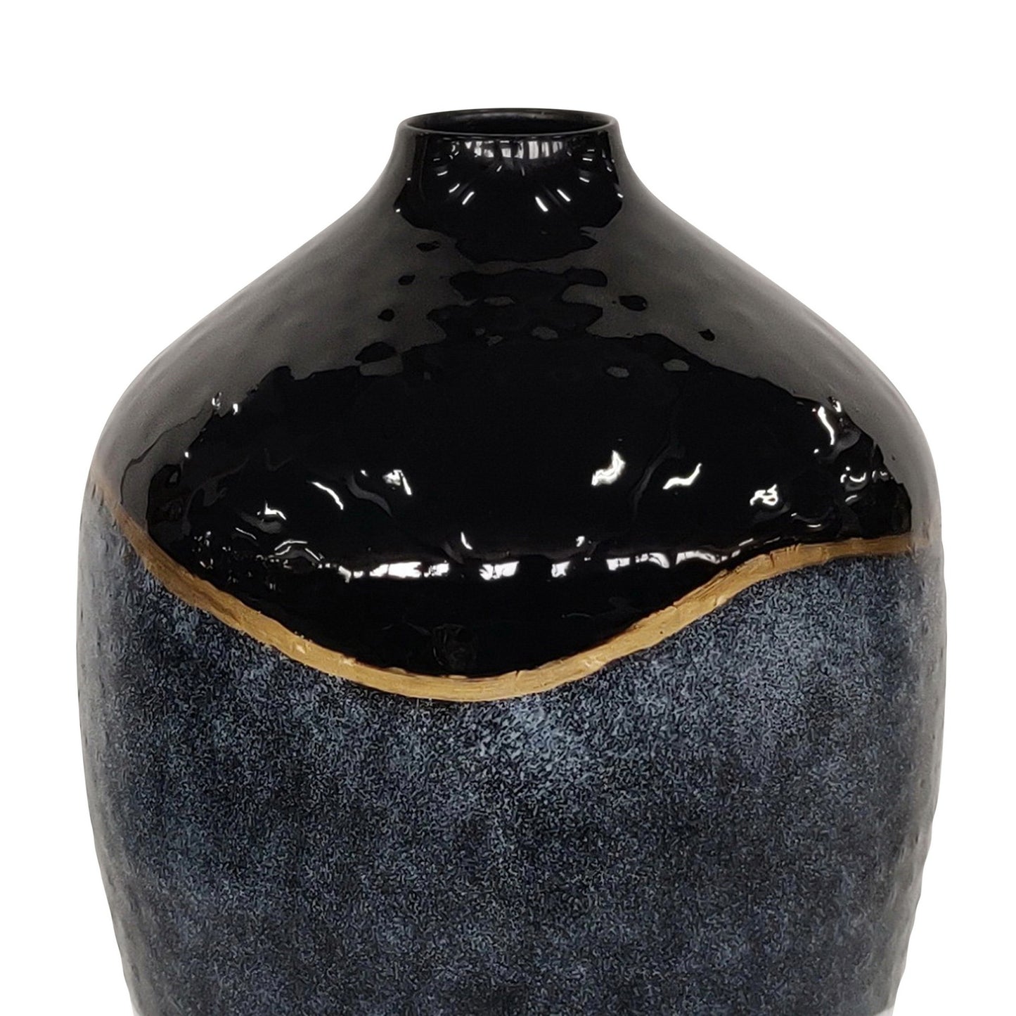 17 Inches Metal Frame Vase With Elegant Embellishment Black And Gray By Benzara | Vases | Modishstore - 2