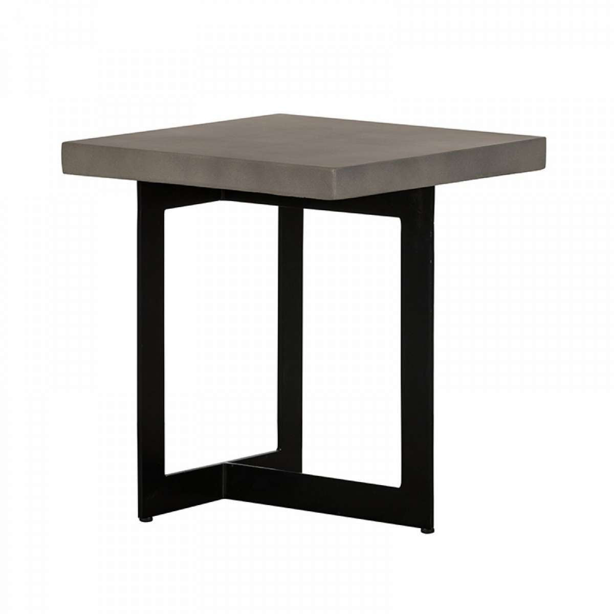 Square Top Concrete End Table With Metal Base, Black And Gray By Benzara | End Tables |  Modishstore 