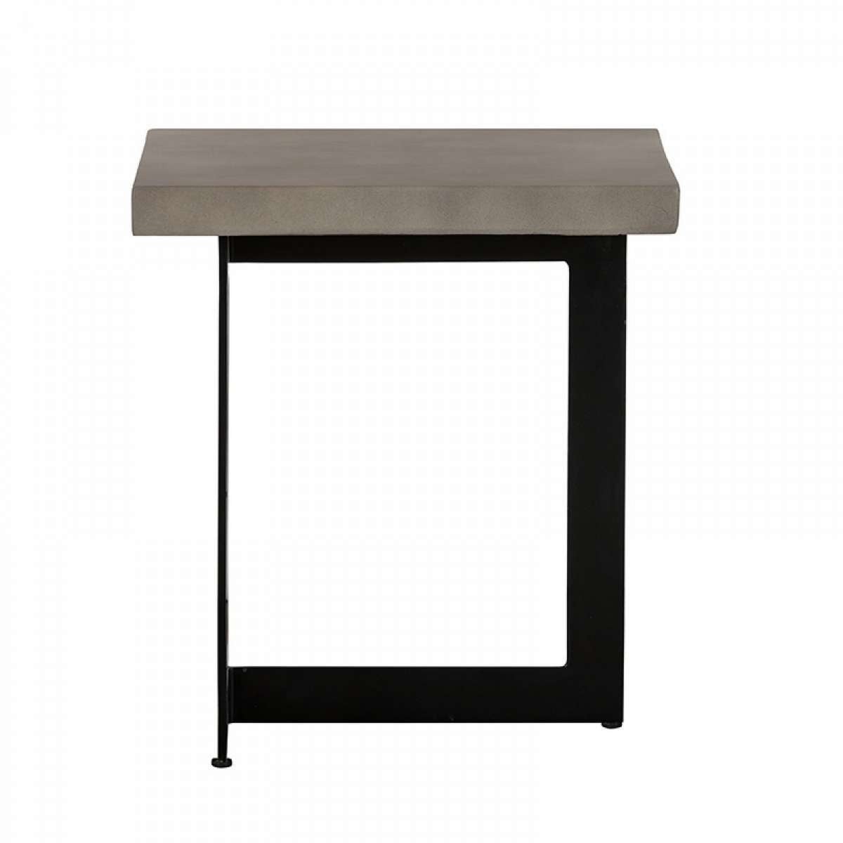 Square Top Concrete End Table With Metal Base, Black And Gray By Benzara | End Tables |  Modishstore  - 5