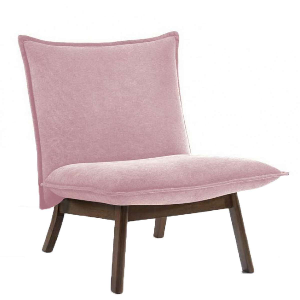 Fabric Upholstered Lounge Chair With Cushioned Seating, Pink And Brown By Benzara | Lounge Chairs |  Modishstore 