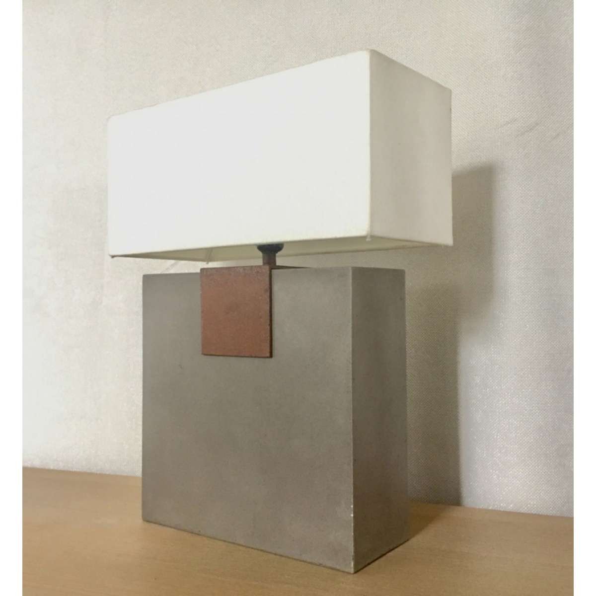Concrete Rectangular Table Lamp With Metal Accent, Gray And White By Benzara | Table Lamps |  Modishstore 