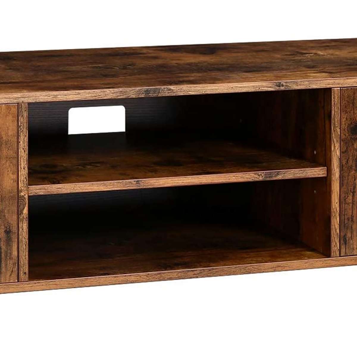 Retro Style Tv Stand With 2 Door Cabinets And 1 Shelf, Rustic Brown By Benzara | TV Stands |  Modishstore  - 3
