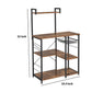 Wooden Utility Storage With 5 Shelves And Wire Basket, Brown And Black By Benzara | Shelves & Shelving Units |  Modishstore  - 2