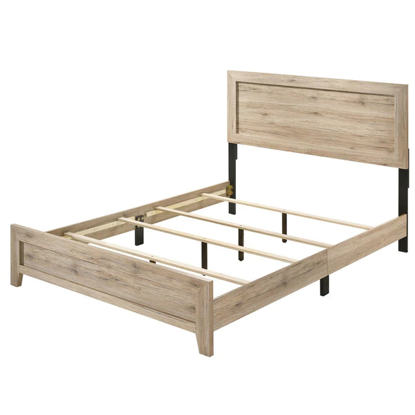 Wooden Eastern King Bed With Grains And Knots, Natural Brown - Bm221446 By Benzara | Beds |  Modishstore  - 2