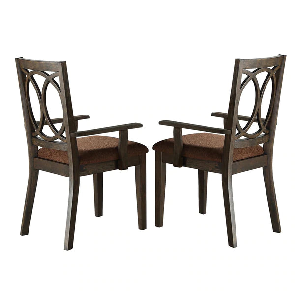 Wooden Armchair With Padded Seat And Cut Out Backrest, Set Of 2, Brown - Bm221448 By Benzara | Dining Chairs |  Modishstore 