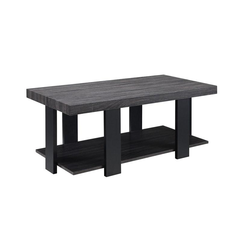 Wood And Metal 3 Piece Cocktail Table Set Gray And Black By Benzara | End Tables | Modishstore - 4