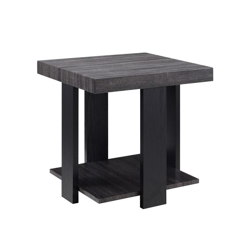 Wood And Metal 3 Piece Cocktail Table Set Gray And Black By Benzara | End Tables | Modishstore - 5